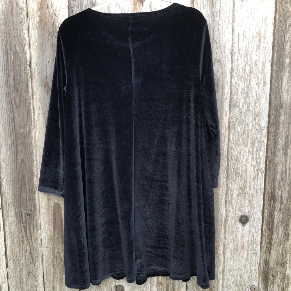 Shein Black Long Sleeve Velvet Tunic Dress Medium - Picture 4 of 6